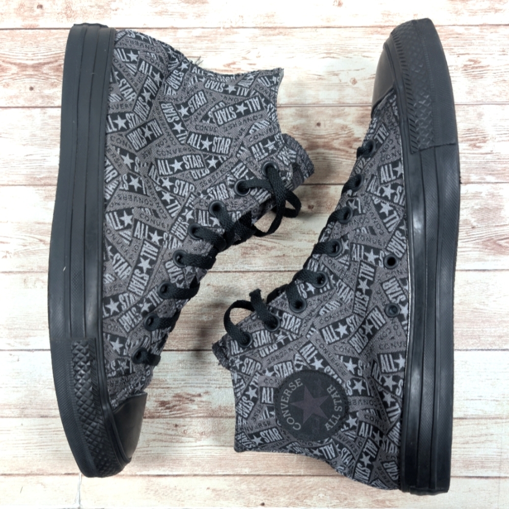 Converse Logo Play Black Mason High Top Sneakers Chuck Shoes Black Silver Men 9 - Picture 8 of 16